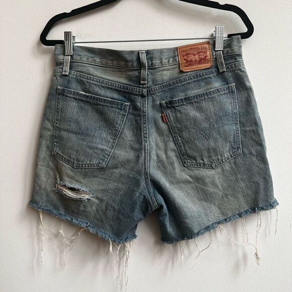 Levi's Women's Distressed Cutoff Jeans Denim Shorts Blue Size 28 - Picture 6 of 12